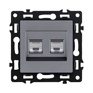 Розетка двойная Ethernet RJ45 Cat.6, серый Kollinger Asthetik AS-018GY