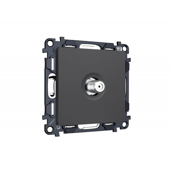 Комплект механизм TV розетки SAT 5-2400MHz 3.5dB Alfa Графит мягкое касание Quant Ambrella Volt MA913050 (AP9130, VM215)