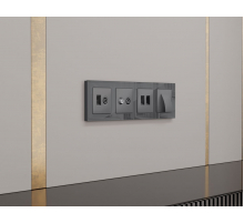 Комплект механизма компьютерной двойной розетки RJ-45 Ambrella Volt MA662110 (8P8C) CAT6 с автоматической защитной шторкой Alfa Антрацит серый Quant