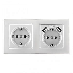 Розетка двойная (двухпостовая) c USB Arte Milano SET06-2-47-1-40-1 silver