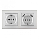 Розетка двойная (двухпостовая) c USB Arte Milano SET06-2-47-1-40-1 silver