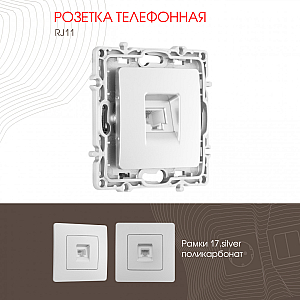 Розетка телефонная RJ11 Arte Milano 217.51-1.silver