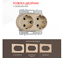 Розетка двойная с заземлением Arte Milano 202.40-2.shampan