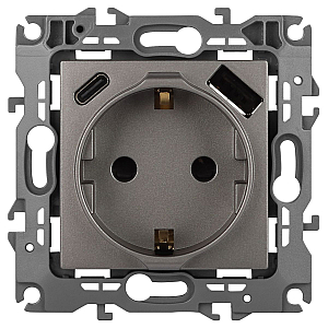 Розетка со шторками с USB type-A+C Эра 12-4108-16 Б0067762