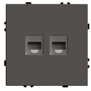 Розетка компьютерная 2-местная RJ-45 (механизм) Stekker Эмили RST00-5111-09 антрацит soft touch 49926