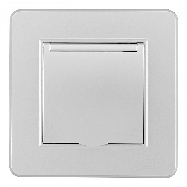 Комплект розетки с/з и шторками, защитной крышкой и рамкой Arte Milano SET16-1-41-1 silver