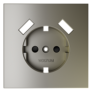 Накладка для розетки с заземлением и защитными шторками, с USB A+A Voltum S70 (шелк) VLS000904