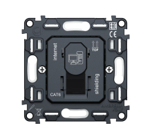 Механизм компьютерной розетки RJ-45 (8P8C) CAT6A экранированной с автоматической защитной шторкой QUANT Ambrella Volt VM185