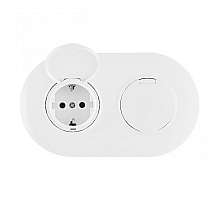 Круглая розетка двойная (двухпостовая) с/з и шторками Arte Milano SET08-2-41-1x2 white