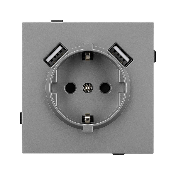 Механизм розетки с USB зарядкой Arlight SCT-TENDO-MUAA-PL-GR (230V, 16A) 054084