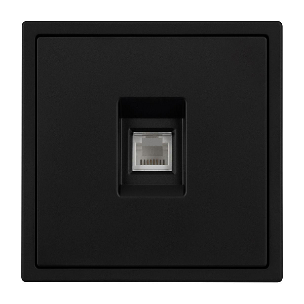 Розетка телефонная софт-тач черный оникс Arlight SCT-MTL1-SFPL-BK (RJ-11, 4C) 054301(1)