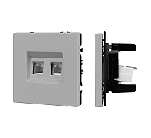 Розетка компьютерная двойная софт-тач никель Arlight SCT-MPC2-SFPL-IS (2хRJ-45, CAT6) 059451(1)