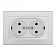 Розетка двойная с/з и шторками Arte Milano SET06-double-40-2 silver