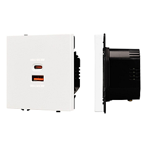Механизм розетки с быстрой USB зарядкой Arlight SCT-NOBE-MUAC-SFPL-FC-WH (65W, QC3) 054316