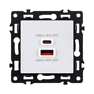 Розетка USB A+C 65W, белый Kollinger Asthetik AS-024WH