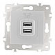 Розетка USB 2.1А+1А Arte Milano 203.46-1.silver