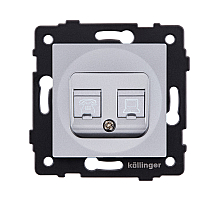 Розетка двойная RJ11 + RJ45 Cat.6, серый Kollinger REA-011GY для Aspekt, Eleganz, Reflex