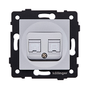Розетка двойная RJ11 + RJ45 Cat.6, серый Kollinger REA-011GY для Aspekt, Eleganz, Reflex