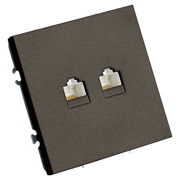 Розетка компьютерная 2-местная RJ-45 (механизм), Stekker Эмили, RST00-5111-09, антрацит, soft touch 49926