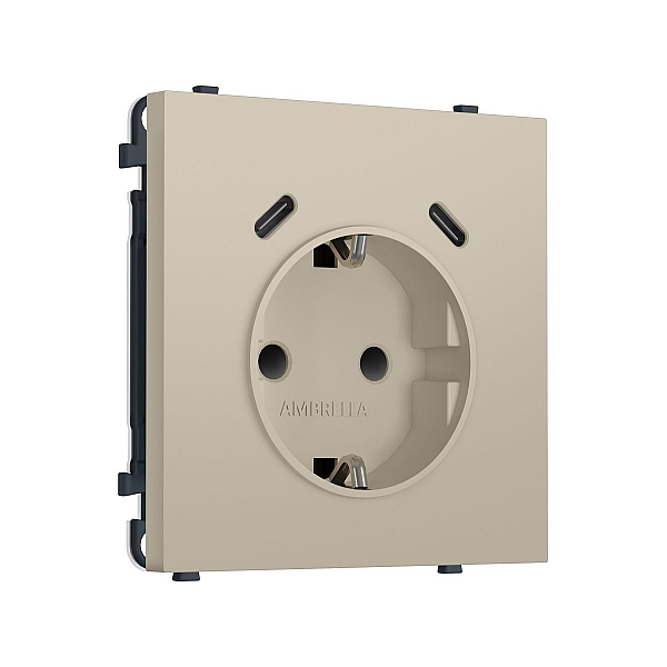 Комплект механизма электрической розетки SIGMA Кашемир 2USB С+C 20W Ambrella Volt MS350510 (SP3505, PR165)