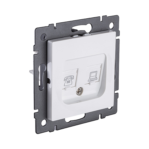 Розетка двойная RJ11 + RJ45 Cat.6, белый Kollinger REA-011WH для Aspekt, Eleganz, Reflex