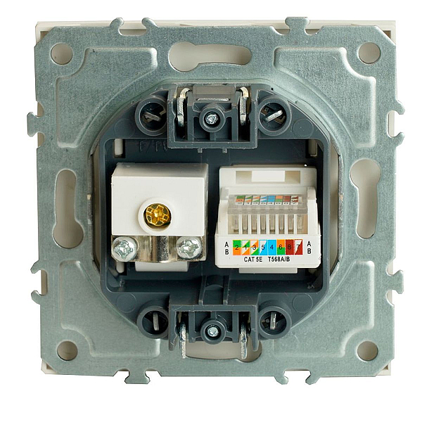 Розетка телевизионная TV + компьютерная RJ-45 Stekker Эмили белый фарфор RST00-5106-01 49872