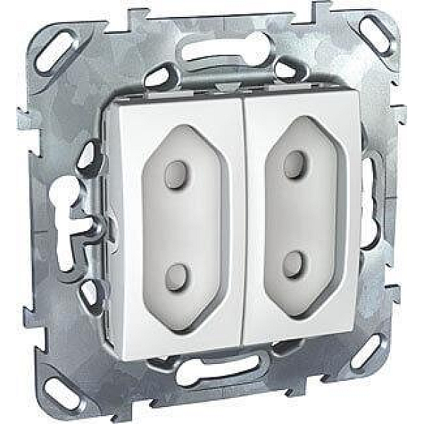 Розетка двухмодульная Schneider Electric Unica б/з со шторками 10A 250V MGU5.3131.18ZD