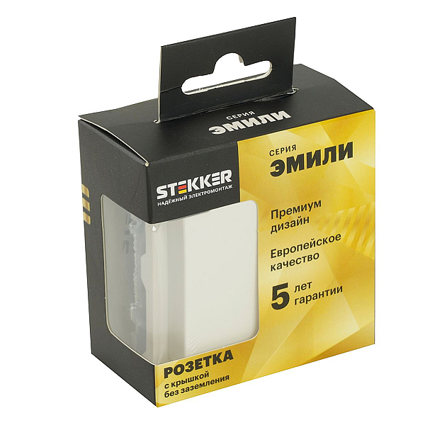 Розетка 2P Stekker Эмили со шторками крышкой белый фарфор RST16-5113-01 49878