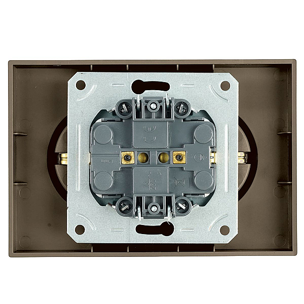 Розетка 2-местная с защитной шторкой, Stekker, с/з, 250В, 16А Эмили, RST16-5114-09, антрацит, soft touch 49934