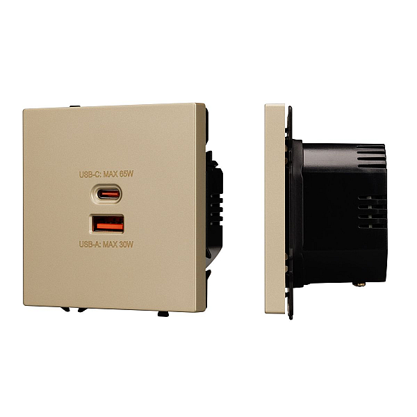 Механизм розетки с быстрой USB зарядкой Arlight SCT-NOBE-MUAC-SFPL-FC-GD (65W, QC3) 054318
