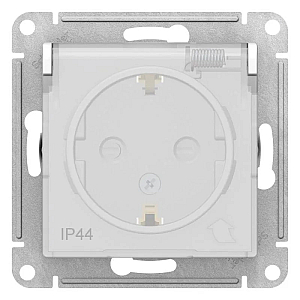 Розетка 2К+З Schneider Electric Atlas Design 16A 250V со шторками и крышкой белая ATN440146