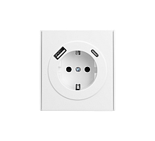 Розетка STRONG 1-ая с/з с/у з/ш 16А с USB A+C быстрой зарядки 5В/3А жемчуг KRANZ KR-78-0704-4