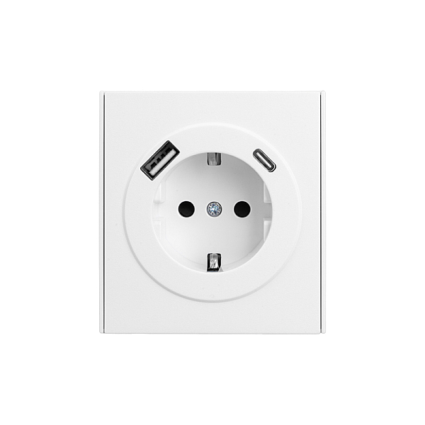 Розетка STRONG 1-ая с/з с/у з/ш 16А с USB A+C быстрой зарядки 5В/3А жемчуг KRANZ KR-78-0704-4