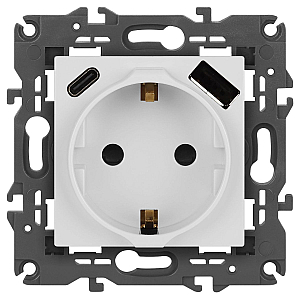 Розетка со шторками с USB type-A+C Эра Elegance 14-4108-01 Б0067736