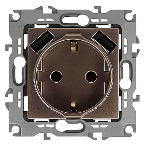 Розетка 2P+E со шторками с 2xUSB Эра 12-4109-13 Б0047847