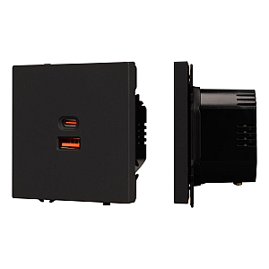 USB Розетка тип A+C софт-тач черный оникс Arlight SCT-MUAC-SFPL-FC-BK (65W, QC3) 054317(1)