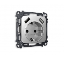 Комплект механизма розетки 2USB A+A 18W (быстрая зарядка) с/з Ambrella Volt Omega MO409010