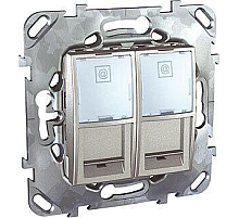 Розетка компьютерная 2хRJ45 Schneider Electric Unica MGU5.2424.30ZD