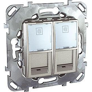 Розетка компьютерная 2хRJ45 Schneider Electric Unica MGU5.2424.30ZD