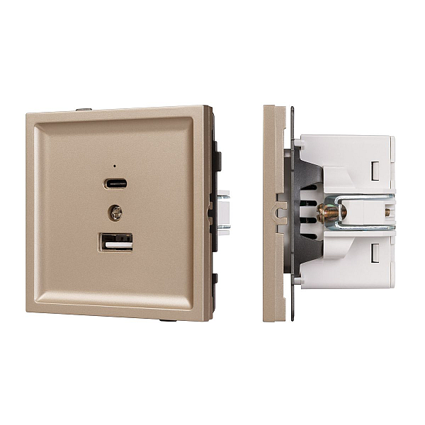 Механизм USB розетки Arlight SCT-TENDO-MUAC-PL-GD (5V, 3A, QC3) 054097