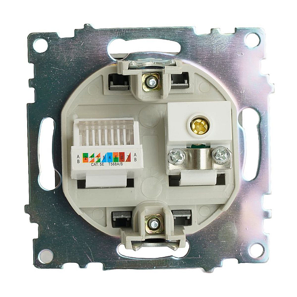 Розетка телевизионная TV + компьютерная RJ-45 Stekker Катрин графит GLS00-7106-06 49417