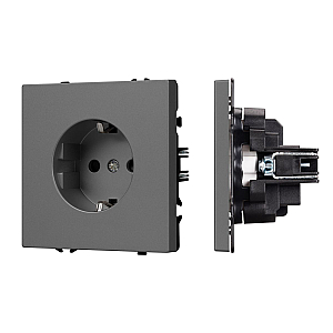 Розетка зк со шторками софт-тач серый базальт Arlight SCT-MEU-SFPL-GR (250V, 16A) 054279(1)