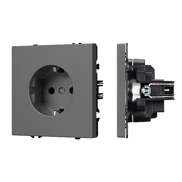 Розетка зк со шторками софт-тач серый базальт Arlight SCT-MEU-SFPL-GR (250V, 16A) 054279(1)