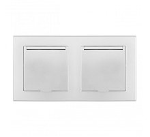 Розетка двойная (двухпостовая) с/з и шторками Arte Milano SET06-2-41-1x2 silver
