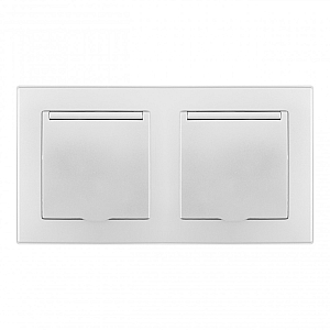 Розетка двойная (двухпостовая) с/з и шторками Arte Milano SET06-2-41-1x2 silver