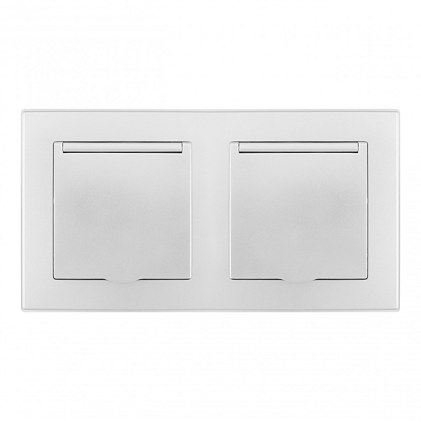 Розетка двойная (двухпостовая) с/з и шторками Arte Milano SET06-2-41-1x2 silver