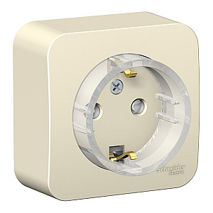 Розетка с/з со штор., (тонкая) 16А, 250В изолир. Пластина Systeme Electric Blanca наруж Молочная BLNRA111112