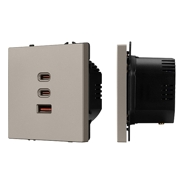 USB Розетка тип А+С+С софт-тач кашемир Arlight SCT-MUACC-SFPL-FC-CA (65W, QC3) 061835(1)