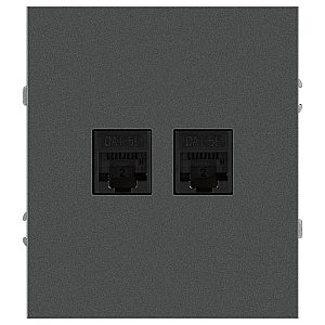 Розетка Эра Arktik 16-3108-06 информационная двойная 2XRJ45 графит Б0070489