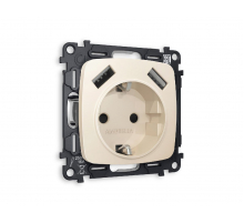 Комплект механизма розетки 2USB A+A 18W (быстрая зарядка) с/з Ambrella Volt Omega MO329010